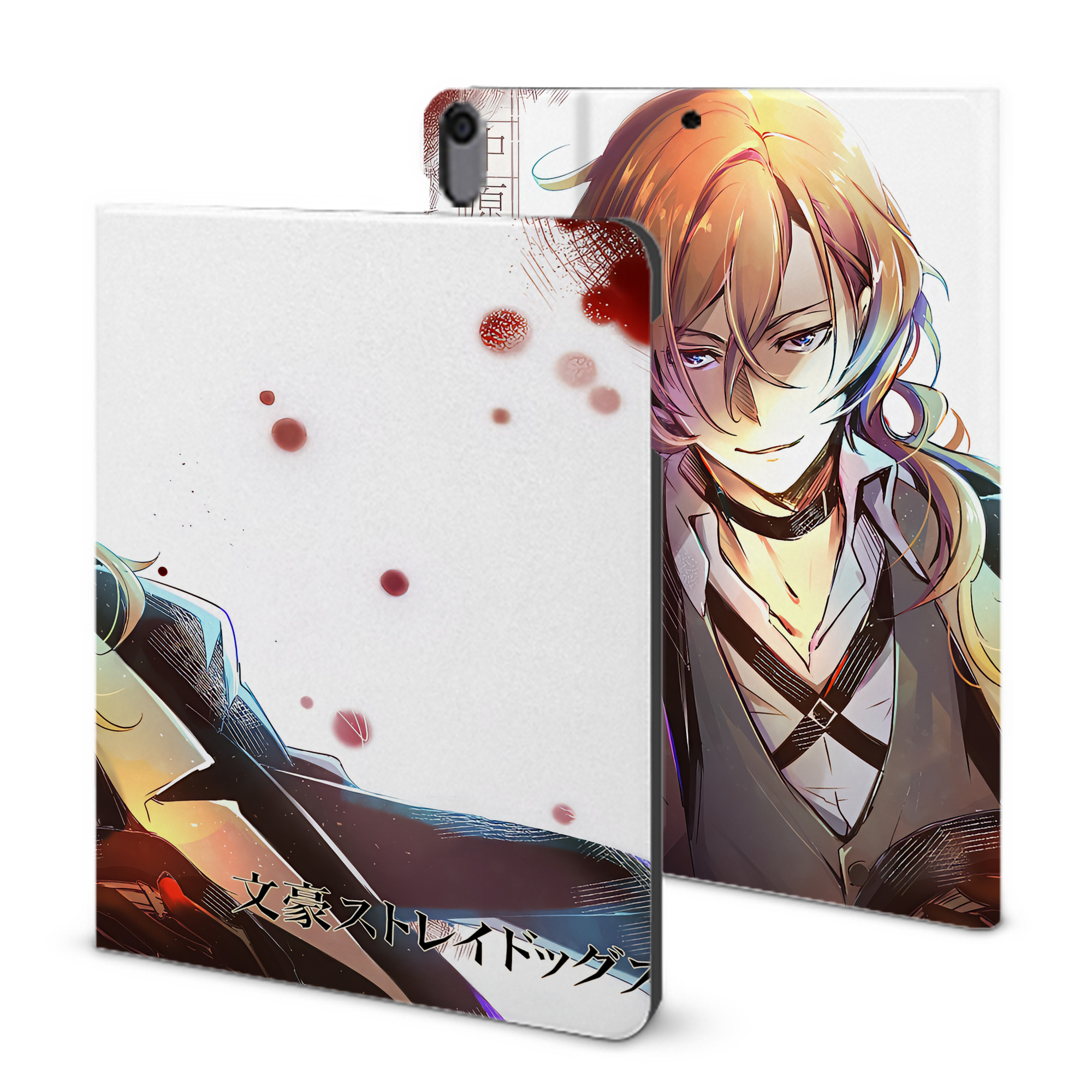 （画像用） 文豪ストレイドッグス Bungo Stray Dogs IPad ケース ブック型 PUレザー TPU 耐衝撃 軽量 薄型 ペン収納なし 全面保護 IPad 各モデル対応
